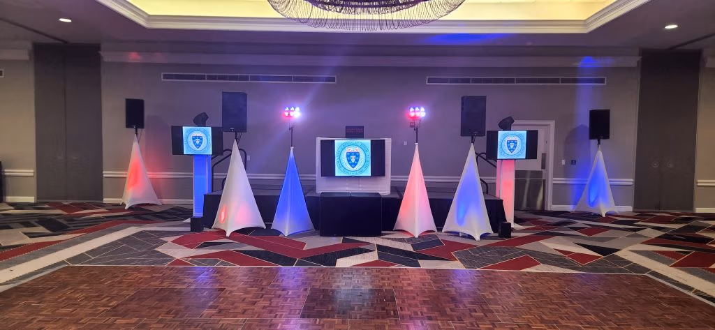 DJ and event entertainment setup at DeMatha Catholic High School on June 5, 2022.