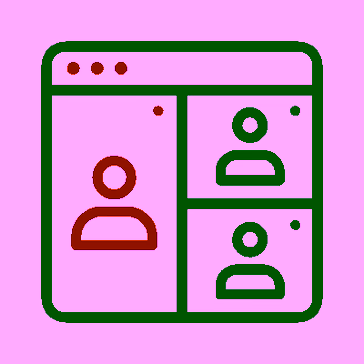 Browser window icon showing three user profiles with red accent details.